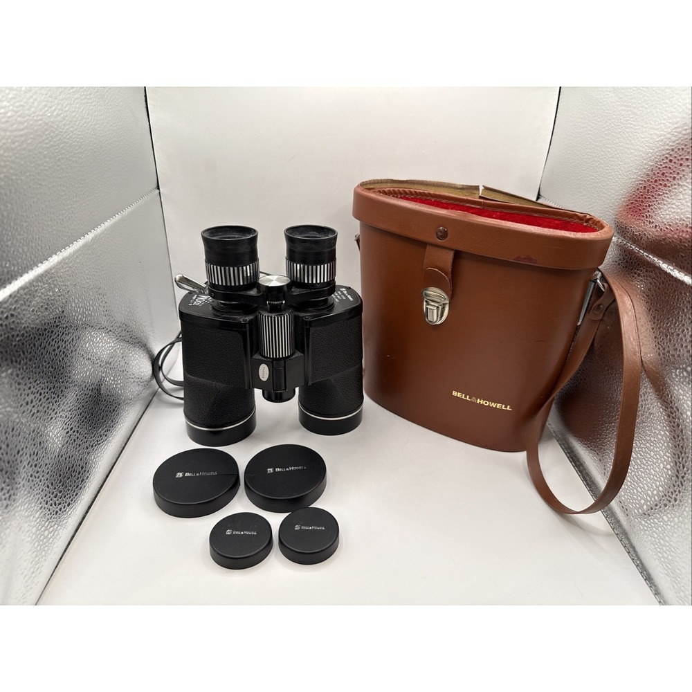 VTG Classic Black Bell & Howell 8-17x Zoom Binoculars 48mm UV Lens W/ Case